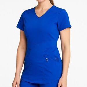 Cherokee Infinity Women’s Scrub Top Size Small Royal Blue V-Neck Stretch